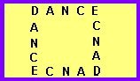 dance written four times in a box shape