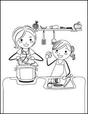 A Mother and Daughter Cook Together