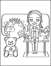 Girl biologist coloring page