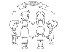 Kids standing in a circle holding hands