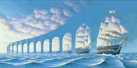 ships and clouds that run together