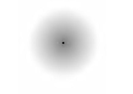 black dot surrounded by grey haze