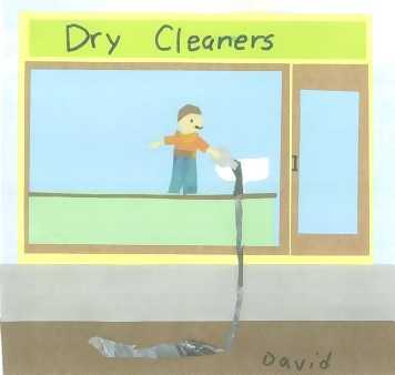 Picture of a dry cleaners polluting the water supply.