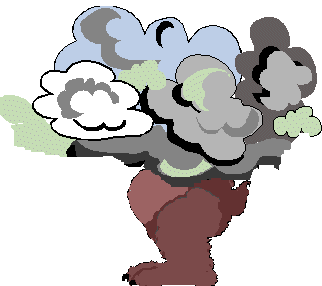 Bertrand in a cloud of smoke.