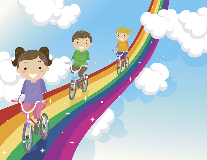 kids on rainbow