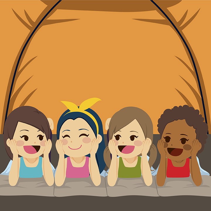 girls camping