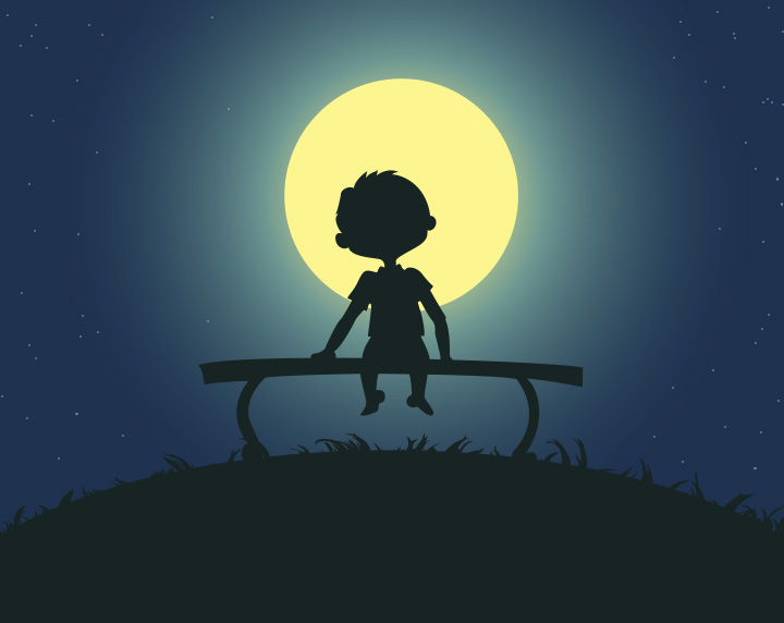 boy looking at stars 