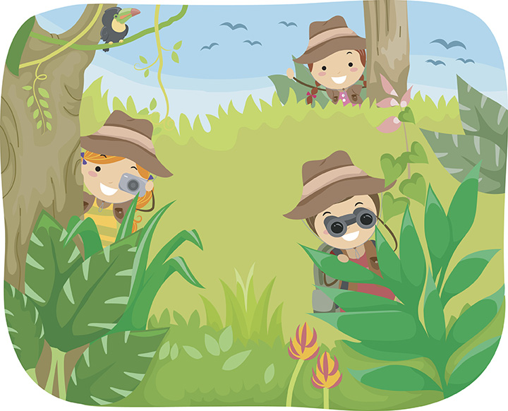 kids in a jungle exploring