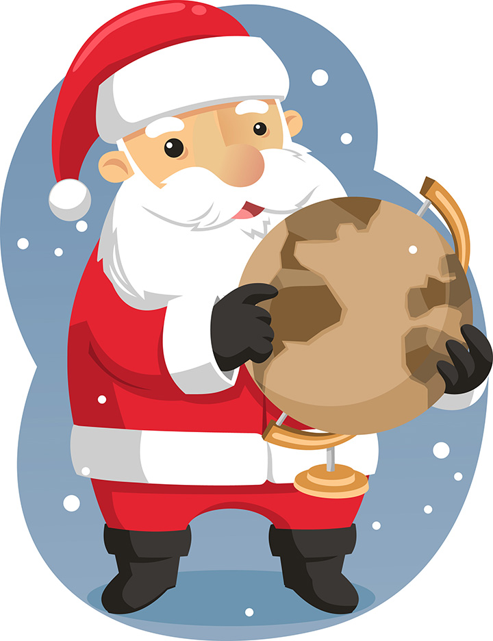 Santa with globe