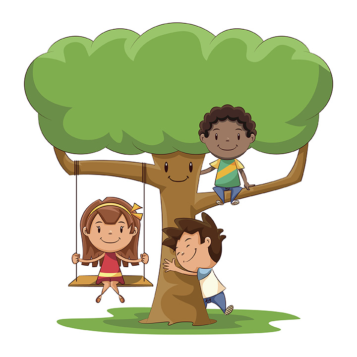 tree with kids