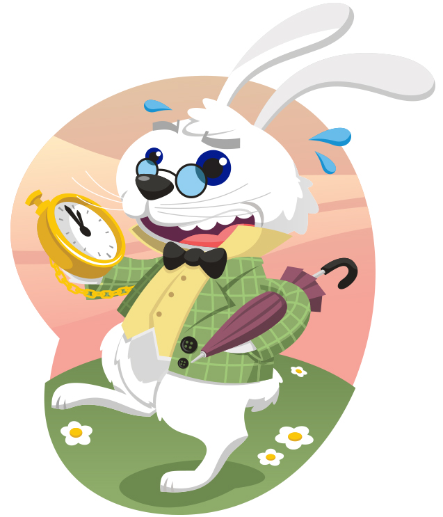 I am late, rabbit with a watch 