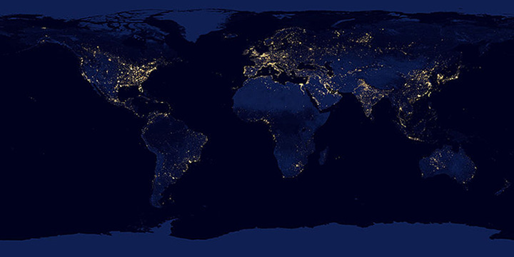 Global map of lights at night