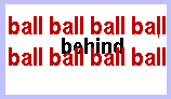 The word ball appears 8 times, with behind under it