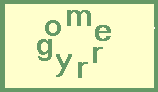 the letters m e r r y g o written in a circle