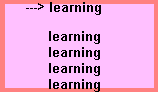 the word learning written 5 times, with an arrow pointing to top one