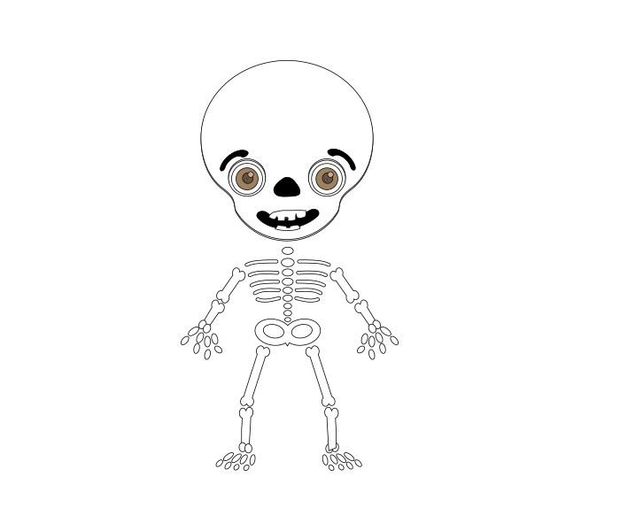Happy skeleton with blue yes
