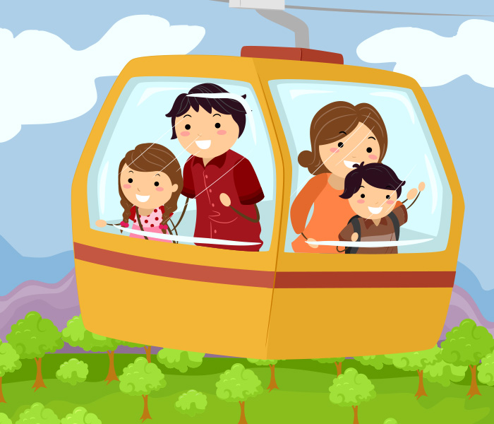 Family on gondola 