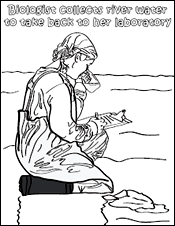woman biologist coloring page