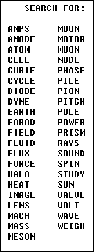 Puzzling physics word list