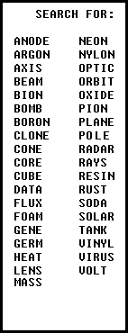 Science puzzle word list