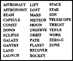 Space puzzle word list