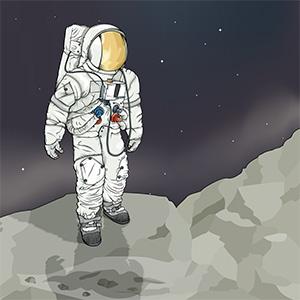 Astronaut walking on the moon