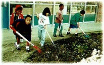 Anson Jones Elementary tending their garden